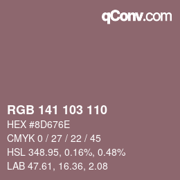 Farbcode: RGB 141 103 110 | qconv.com