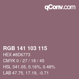 Color code: RGB 141 103 115 | qconv.com