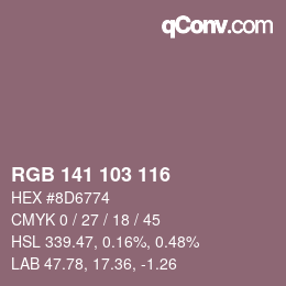 颜色代码: RGB 141 103 116 | qconv.com
