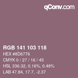 Color code: RGB 141 103 118 | qconv.com