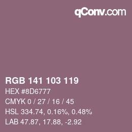Color code: RGB 141 103 119 | qconv.com