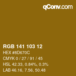 カラーコード: RGB 141 103 12 | qconv.com