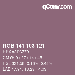 Color code: RGB 141 103 121 | qconv.com