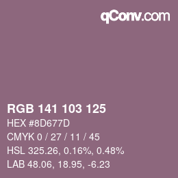 Color code: RGB 141 103 125 | qconv.com