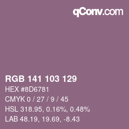 Color code: RGB 141 103 129 | qconv.com