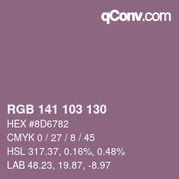 Color code: RGB 141 103 130 | qconv.com