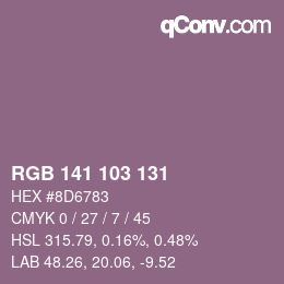 Color code: RGB 141 103 131 | qconv.com