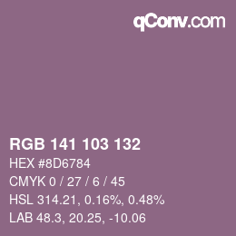 Color code: RGB 141 103 132 | qconv.com