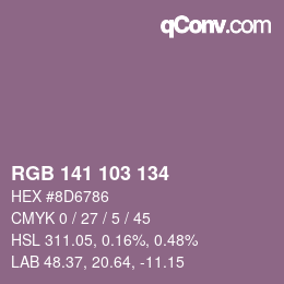 Color code: RGB 141 103 134 | qconv.com