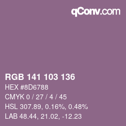 Color code: RGB 141 103 136 | qconv.com
