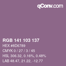 カラーコード: RGB 141 103 137 | qconv.com