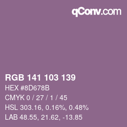 Color code: RGB 141 103 139 | qconv.com