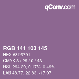 カラーコード: RGB 141 103 145 | qconv.com