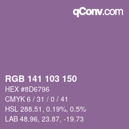 カラーコード: RGB 141 103 150 | qconv.com
