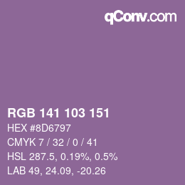 Color code: RGB 141 103 151 | qconv.com