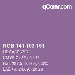 カラーコード: RGB 141 103 151 | qconv.com