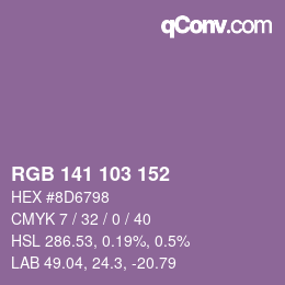 カラーコード: RGB 141 103 152 | qconv.com