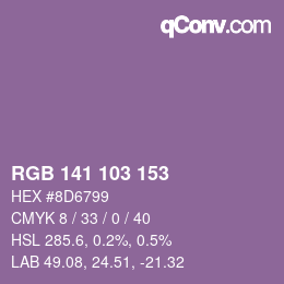 颜色代码: RGB 141 103 153 | qconv.com