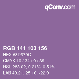 Color code: RGB 141 103 156 | qconv.com