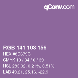 カラーコード: RGB 141 103 156 | qconv.com