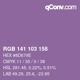 Color code: RGB 141 103 158 | qconv.com