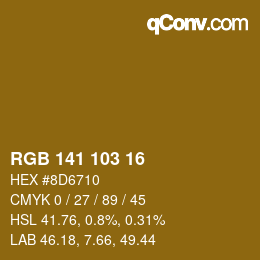 カラーコード: RGB 141 103 16 | qconv.com