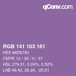 カラーコード: RGB 141 103 161 | qconv.com