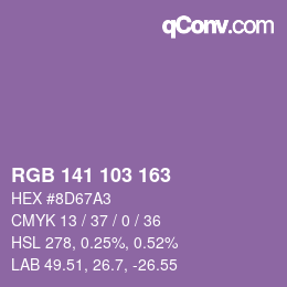 颜色代码: RGB 141 103 163 | qconv.com