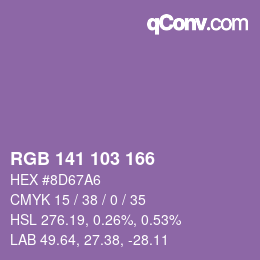 Color code: RGB 141 103 166 | qconv.com