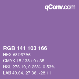 カラーコード: RGB 141 103 166 | qconv.com