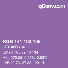 カラーコード: RGB 141 103 168 | qconv.com