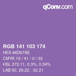 カラーコード: RGB 141 103 174 | qconv.com
