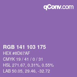 Color code: RGB 141 103 175 | qconv.com