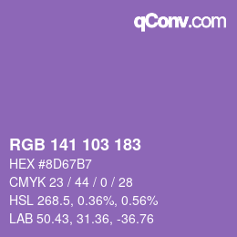 Color code: RGB 141 103 183 | qconv.com