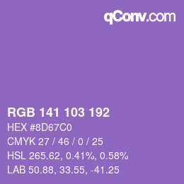 Color code: RGB 141 103 192 | qconv.com