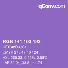 Color code: RGB 141 103 193 | qconv.com