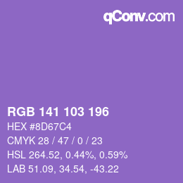 Color code: RGB 141 103 196 | qconv.com