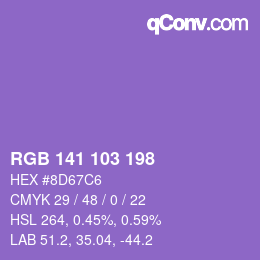 Color code: RGB 141 103 198 | qconv.com