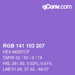 Color code: RGB 141 103 207 | qconv.com