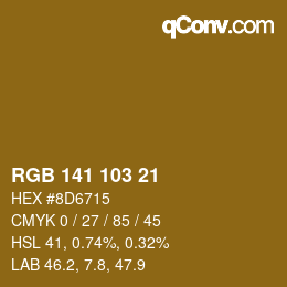 カラーコード: RGB 141 103 21 | qconv.com