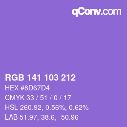 Color code: RGB 141 103 212 | qconv.com