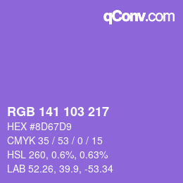 Color code: RGB 141 103 217 | qconv.com