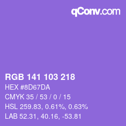 カラーコード: RGB 141 103 218 | qconv.com