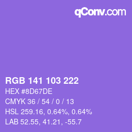 カラーコード: RGB 141 103 222 | qconv.com