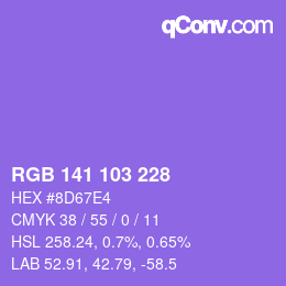 Color code: RGB 141 103 228 | qconv.com