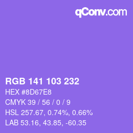 Color code: RGB 141 103 232 | qconv.com