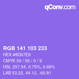 カラーコード: RGB 141 103 233 | qconv.com