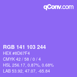 カラーコード: RGB 141 103 244 | qconv.com