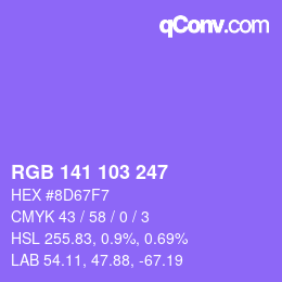 カラーコード: RGB 141 103 247 | qconv.com