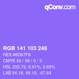 Color code: RGB 141 103 248 | qconv.com